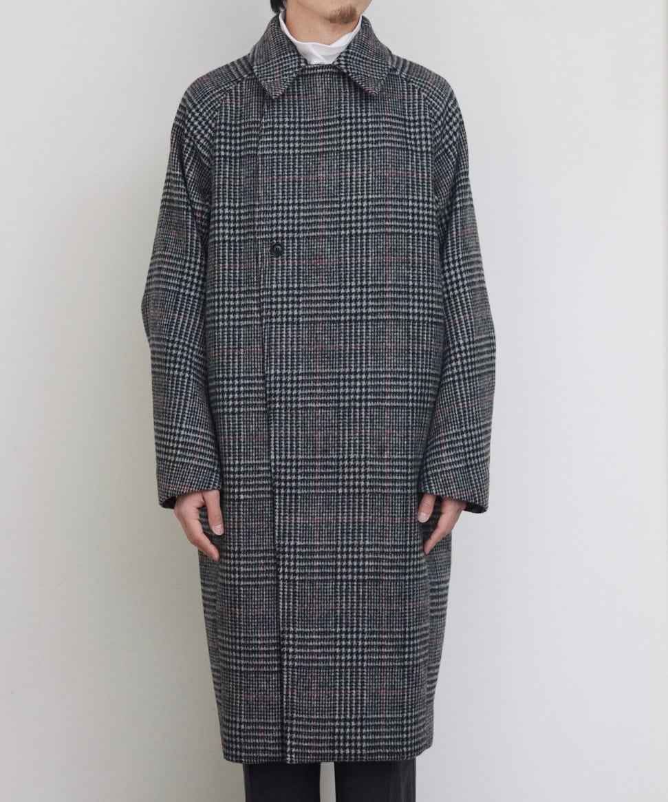 GRENCHECK WOOL HUGE COAT / ウールグレンチェックヒュージコート（GRY