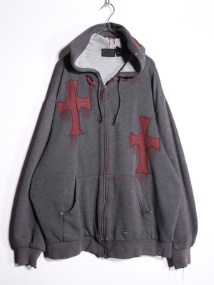 REMAKE /  blood cross design zip-up foodie