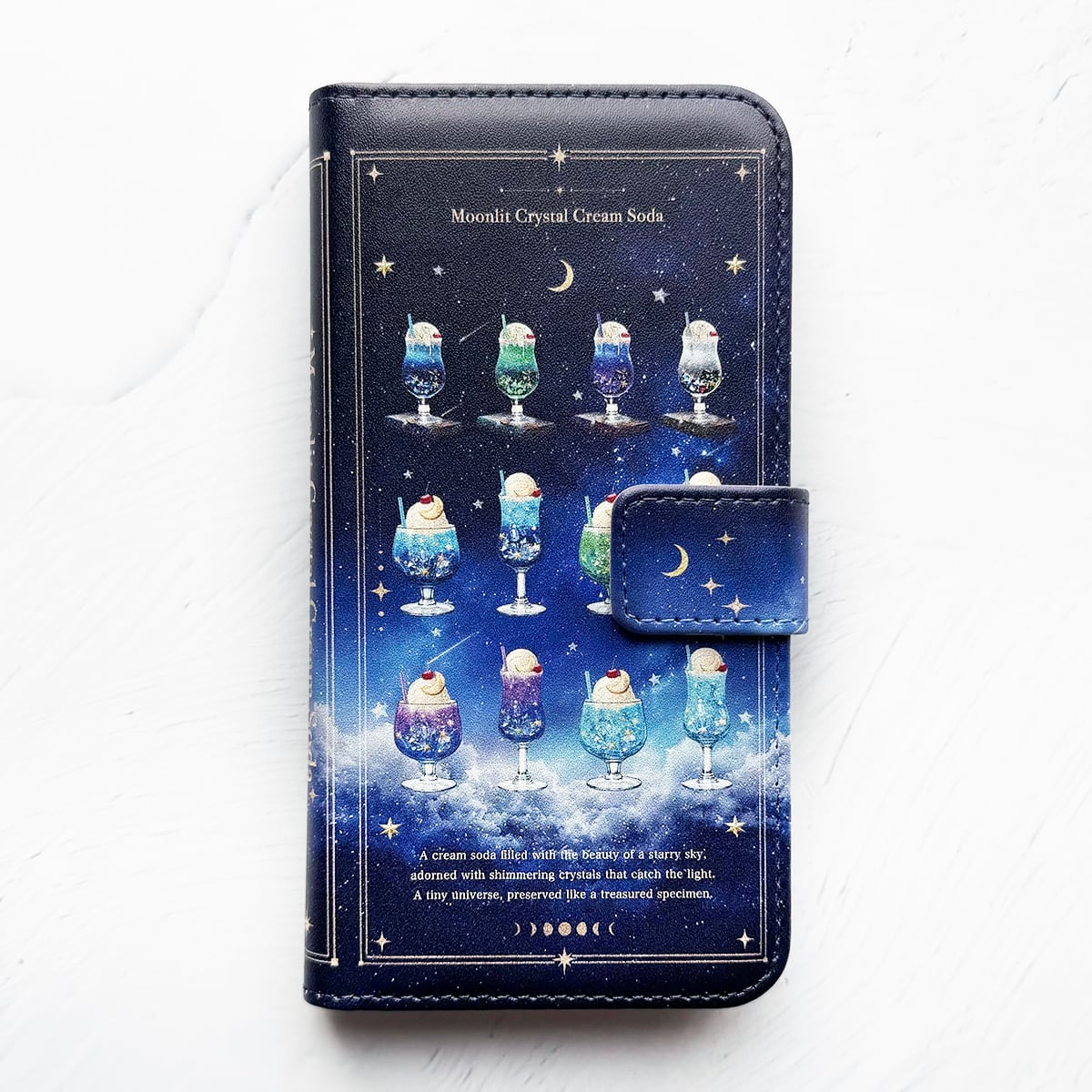 星空と鉱物のクリームソーダ標本 手帳型スマホケース iPhoneケース