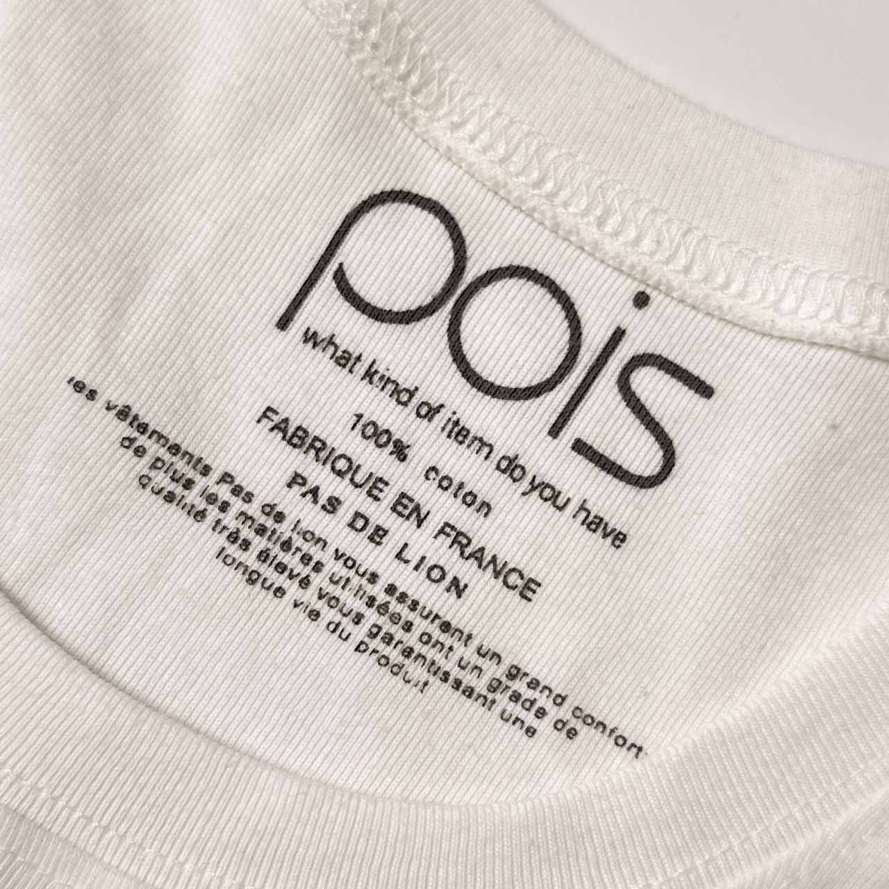 フランス製生地 pois ポワ アート デザイン ゴールド チュニック丈 半袖 Tシャツ カットソー/ホワイト レディース