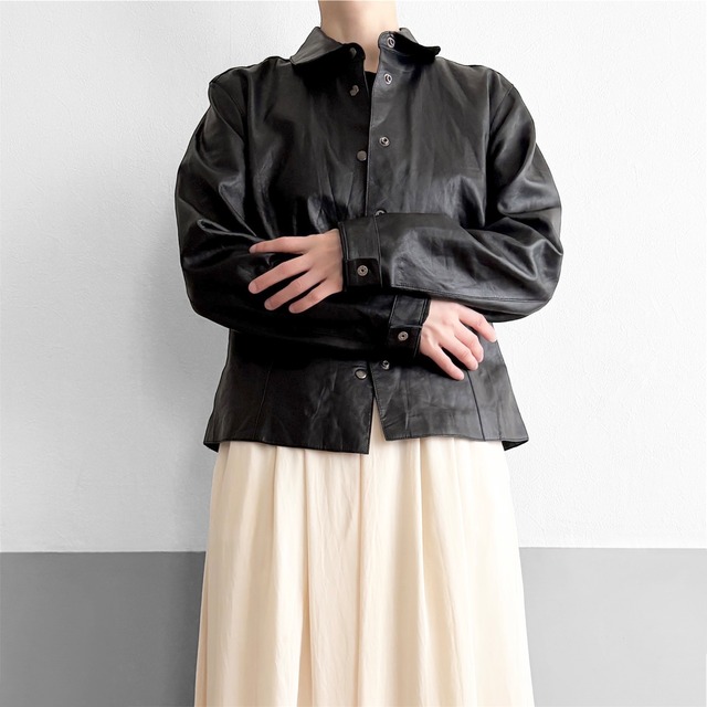 Black Leather Shirt Jacket