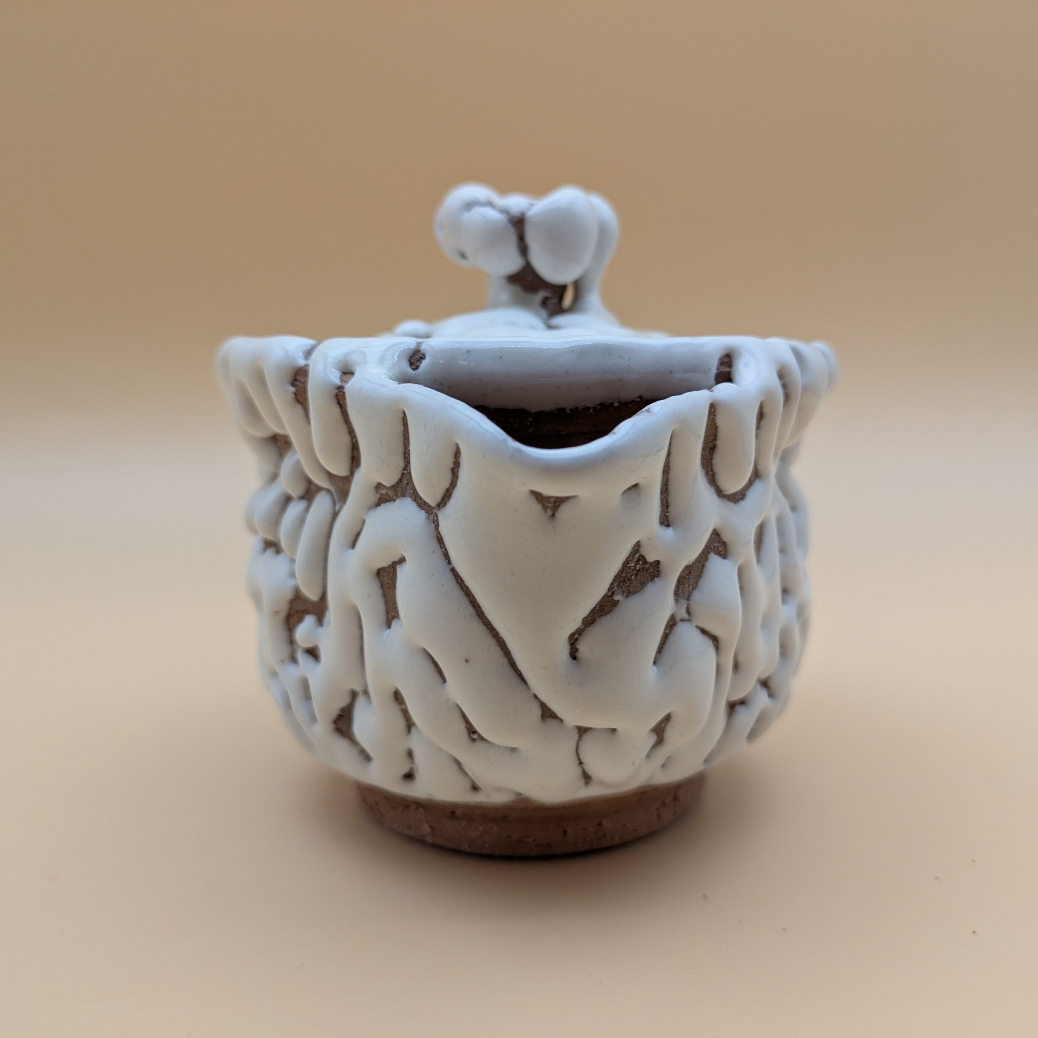 萩焼】 4寸 蓋つき片口 12cm （白釉 鬼萩） 湯冷まし 酒器 茶道具 | PAY ID