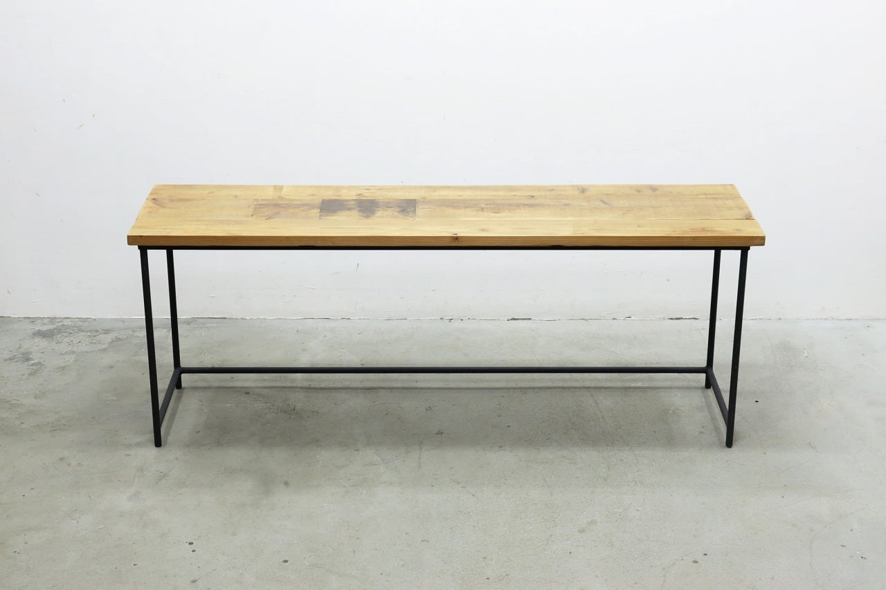 無垢材 コンソール デスク テーブル 長机 カウンター 展示台 アイアン