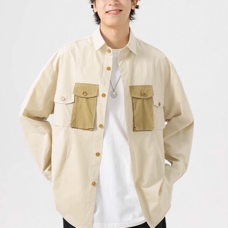 ★RETRO CONTRAST COLOR POCKET SHIRT　　　A0772