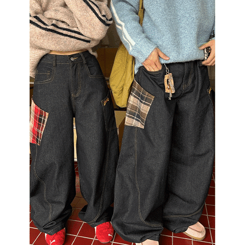 EAHO格子模様切り替えシミターパンツ 2s