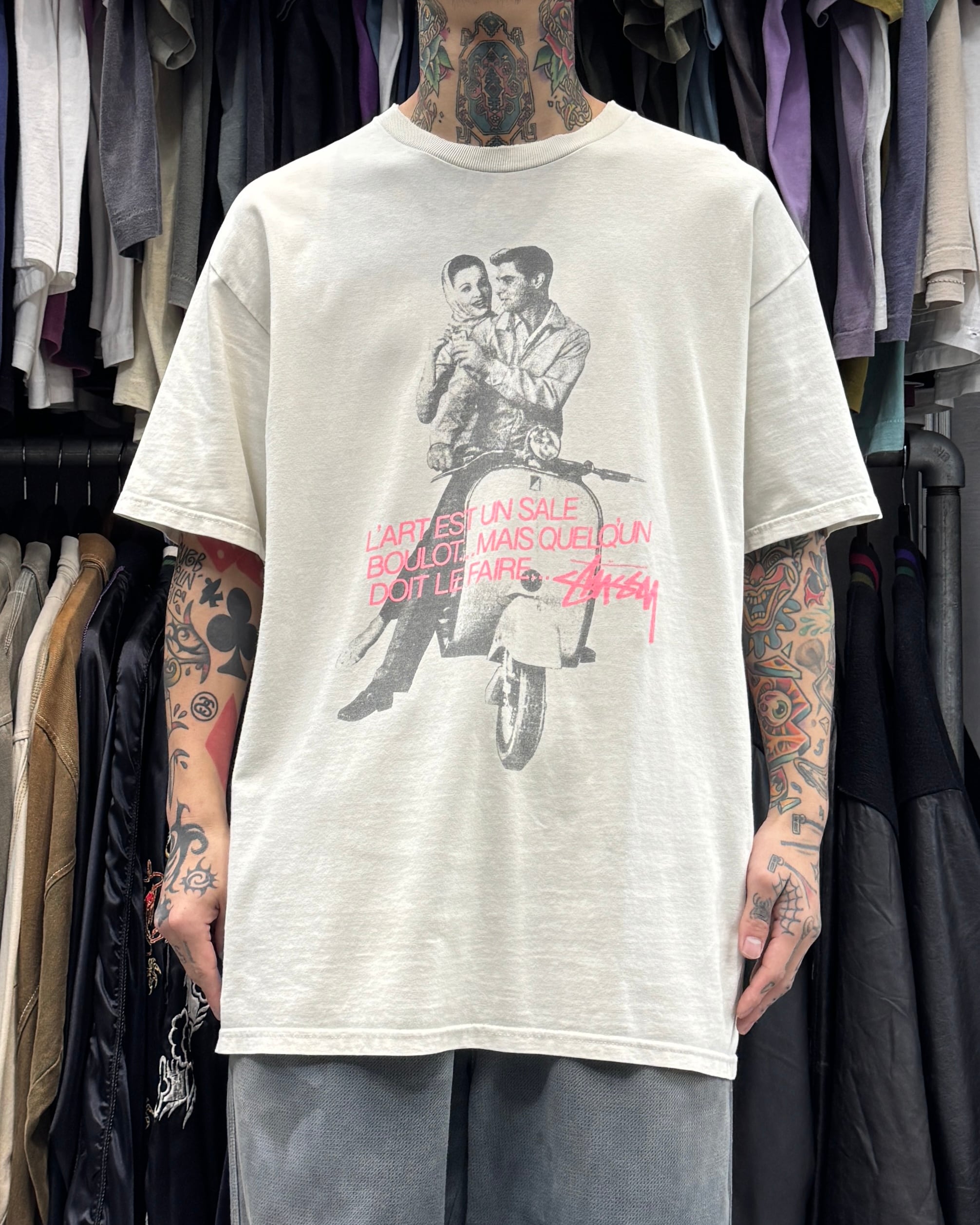 00's old stussy “Roman Holiday” Vespa Tee 