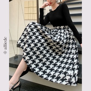 千鳥格子フレアスカート　A3178