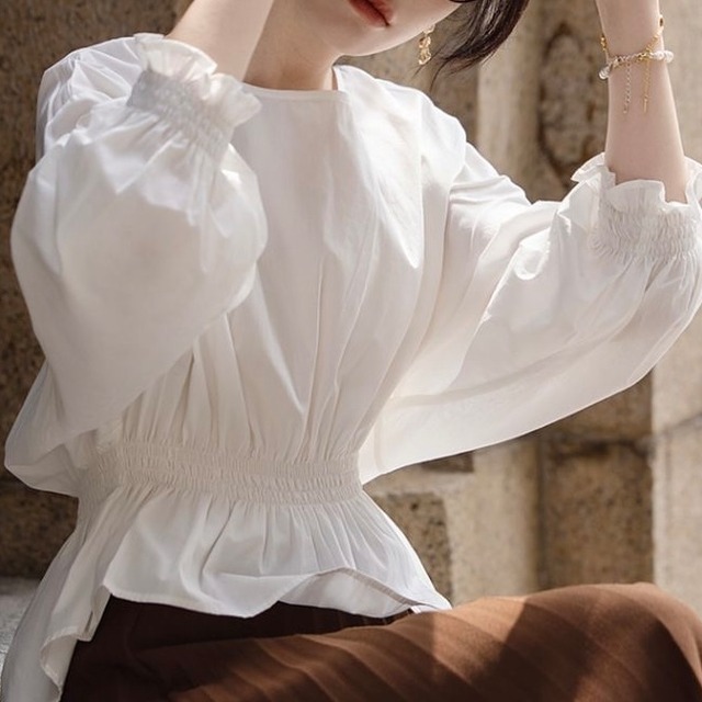 ラウンドネックウエストマークシャツ　YH9487