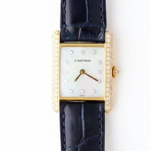 カルティエ タンクルイ SM ゴールド 純正ダイヤモンド 手巻き