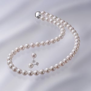 オーロラ花珠真珠ネックレス・ピアスセット