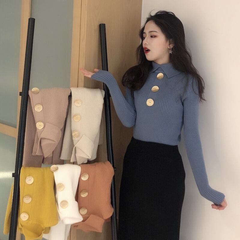 セーター スタイルオータムウィンターブルーシャツ レディース ロング 秋物 冬物 YY-ファッション92991184740