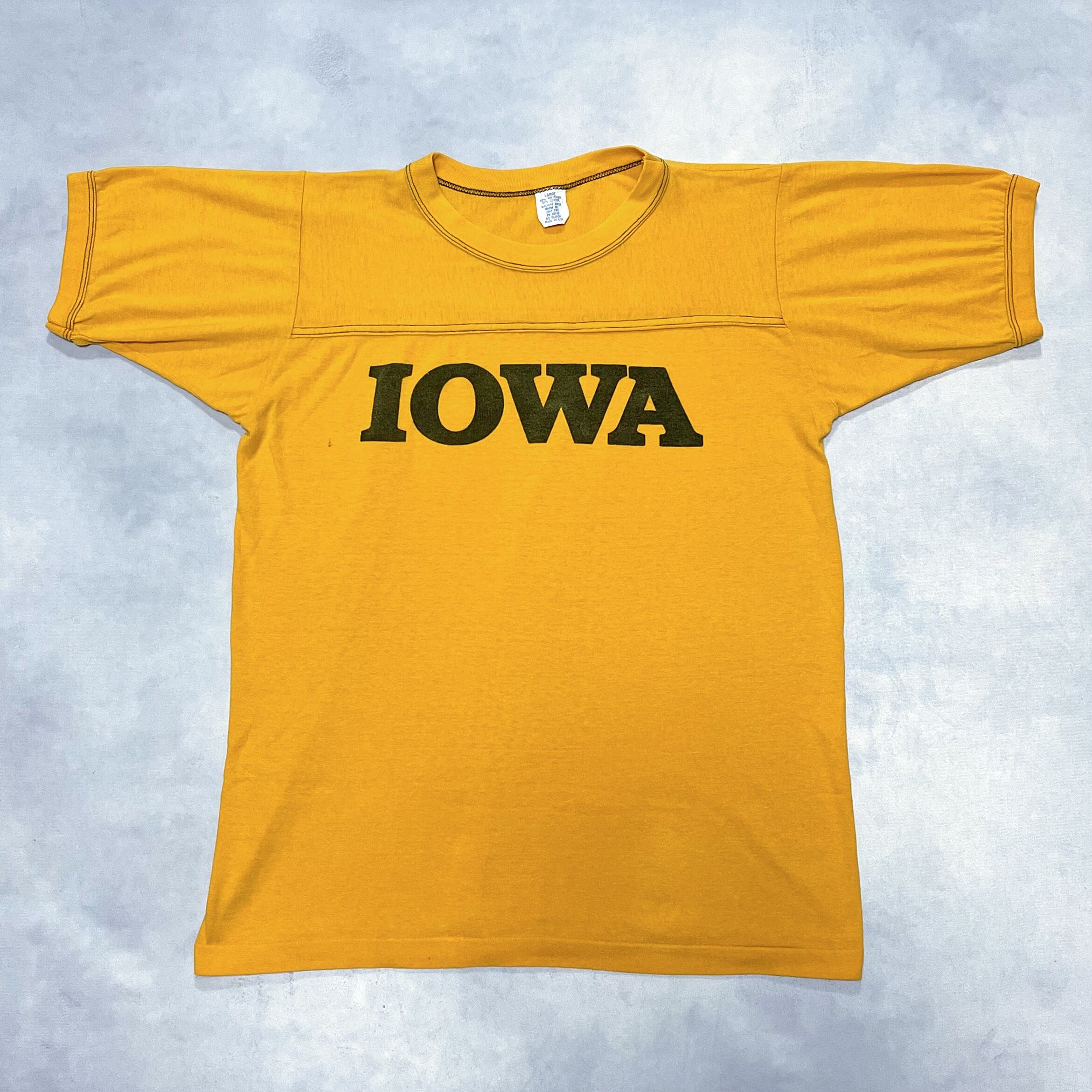 70's 80's IOWA HAWKEYES シングル フットボール Tシャツ