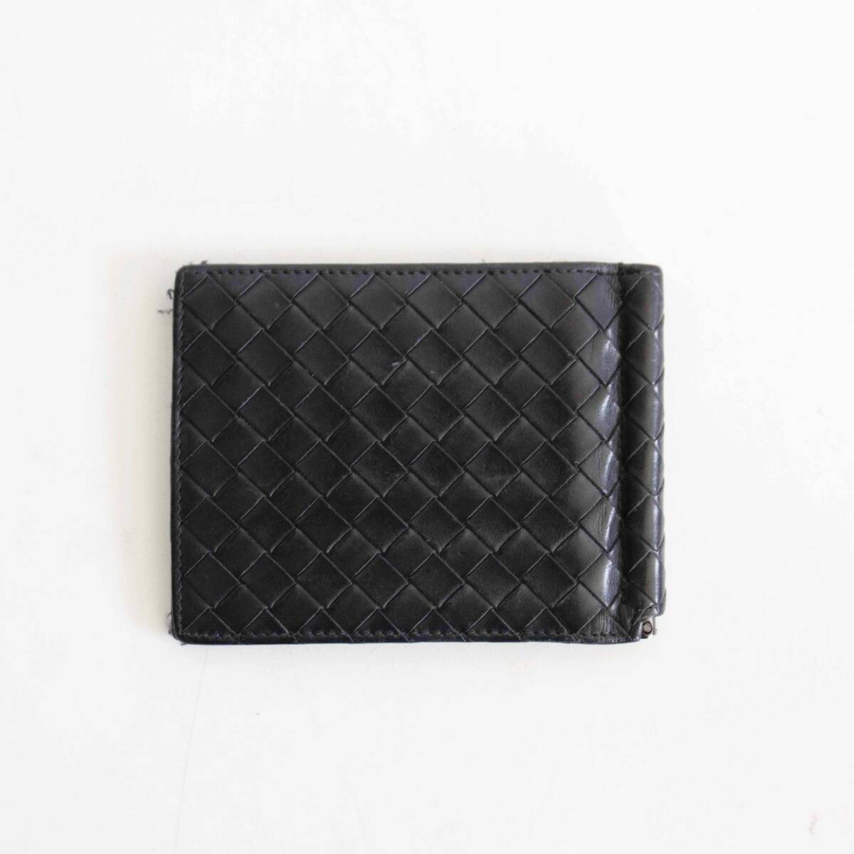 高級品】BOTTEGA VENETA【イントレチャート レザー マネークリップ付き