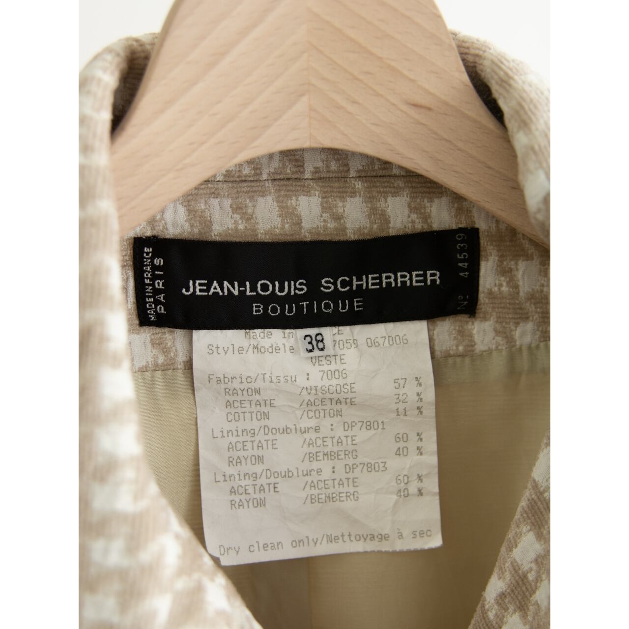 【JEAN-LOUIS SCHERRER】Made in France Rayon-Acetate-Cotton Jacket（ジャンルイ シェレル フランス製 レーヨンアセテートコットン ジャケット）