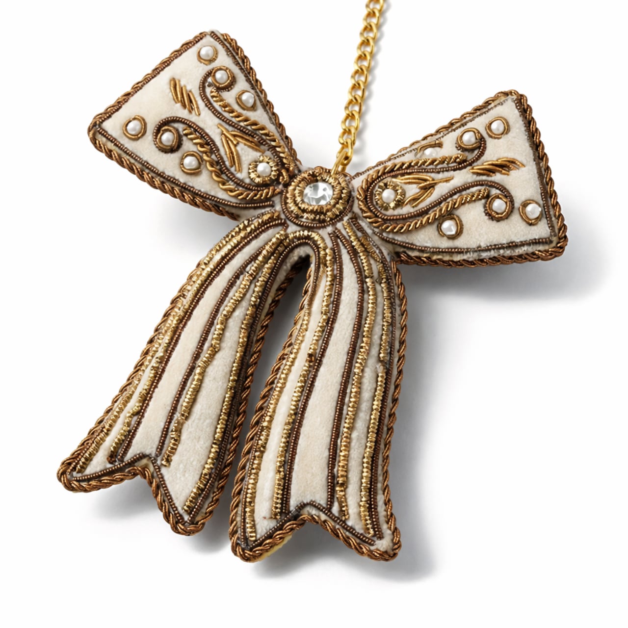 【COTTAGE】ザリ刺繍 モチーフ バッグチャーム／キーホルダー｜リボン