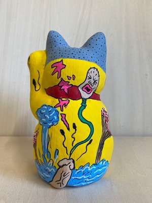 招きネコ「定吉タイプ」黄色 タケオの誕生