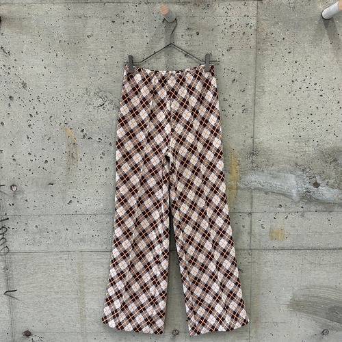 “Sears” Brown Plaid Poly slacks