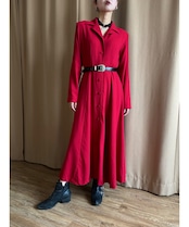 Claude Lema bright red wool dress-5042-10