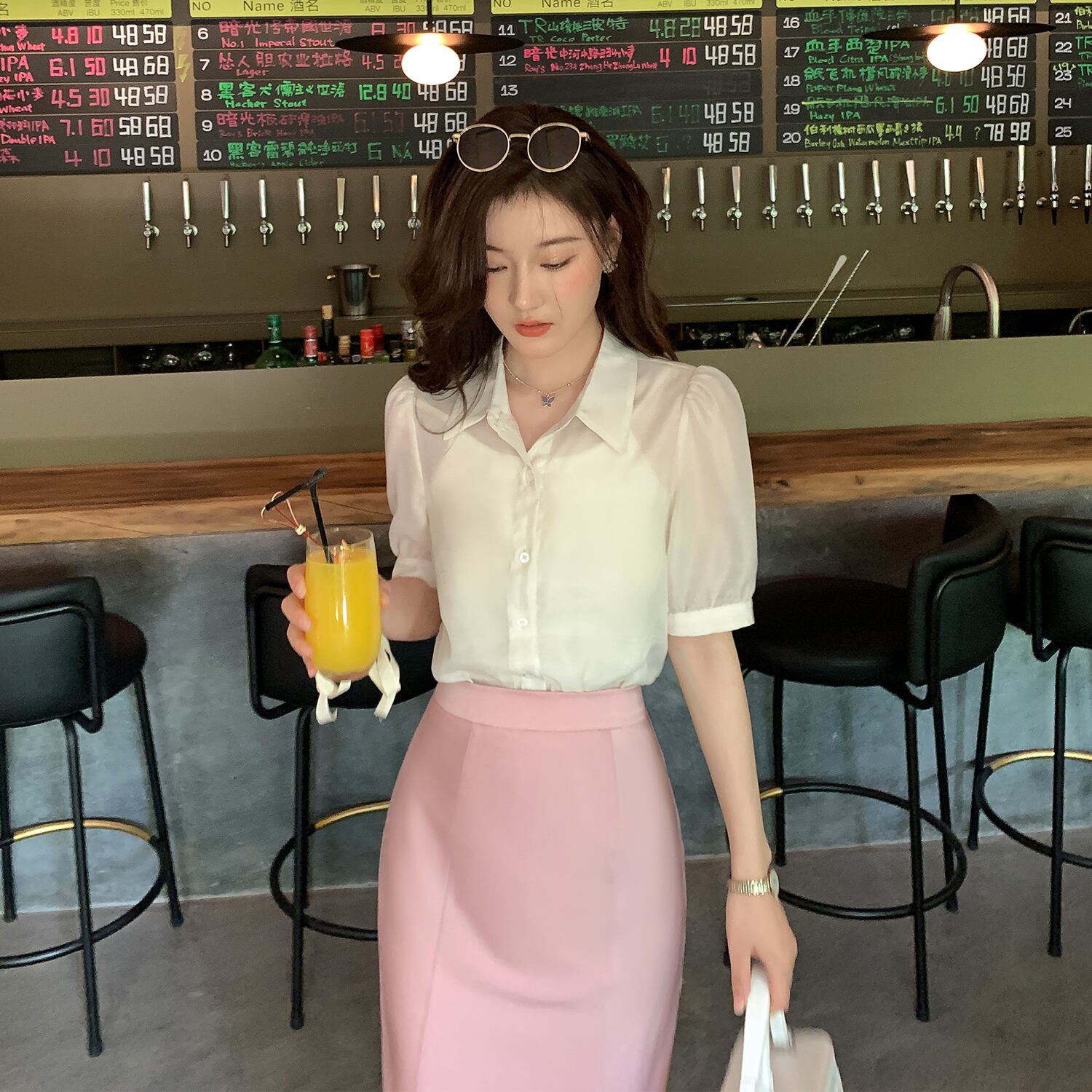 サマー薄手ホワイトシャツ ルーズブラウス 夏物 HUCHUJING49044399994