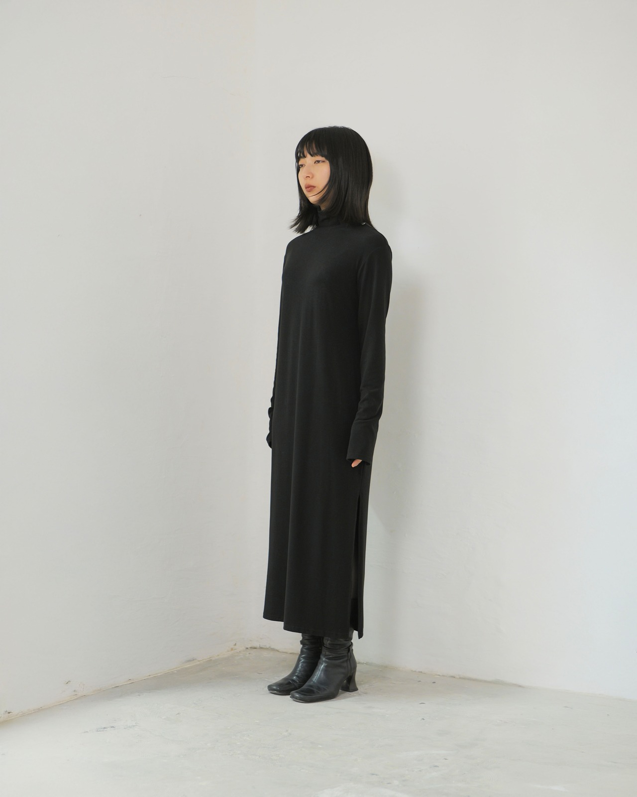 RITSUKO KARITA - Airframe Dress〔rich〕：Ink Black｜フロッキーチュール／着脱シアー／2WAY