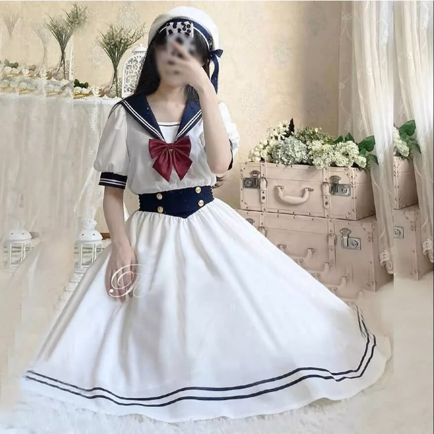 ゴスロリ通販 With U JKロリィタ 春夏 セーラー風 半袖 ワンピース