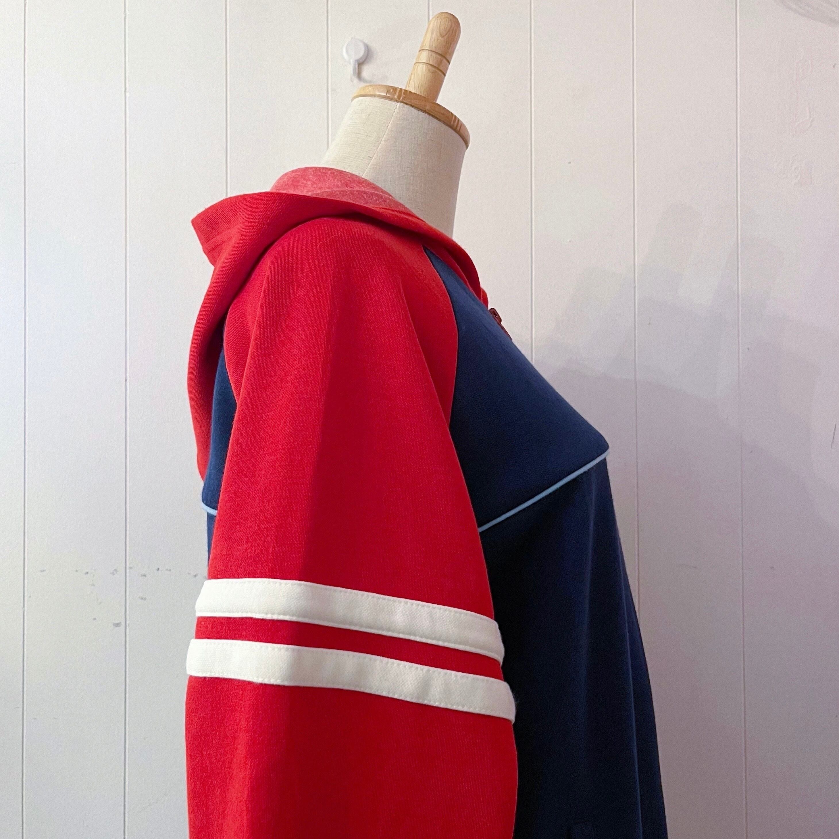 90s red navy jersey hoodie