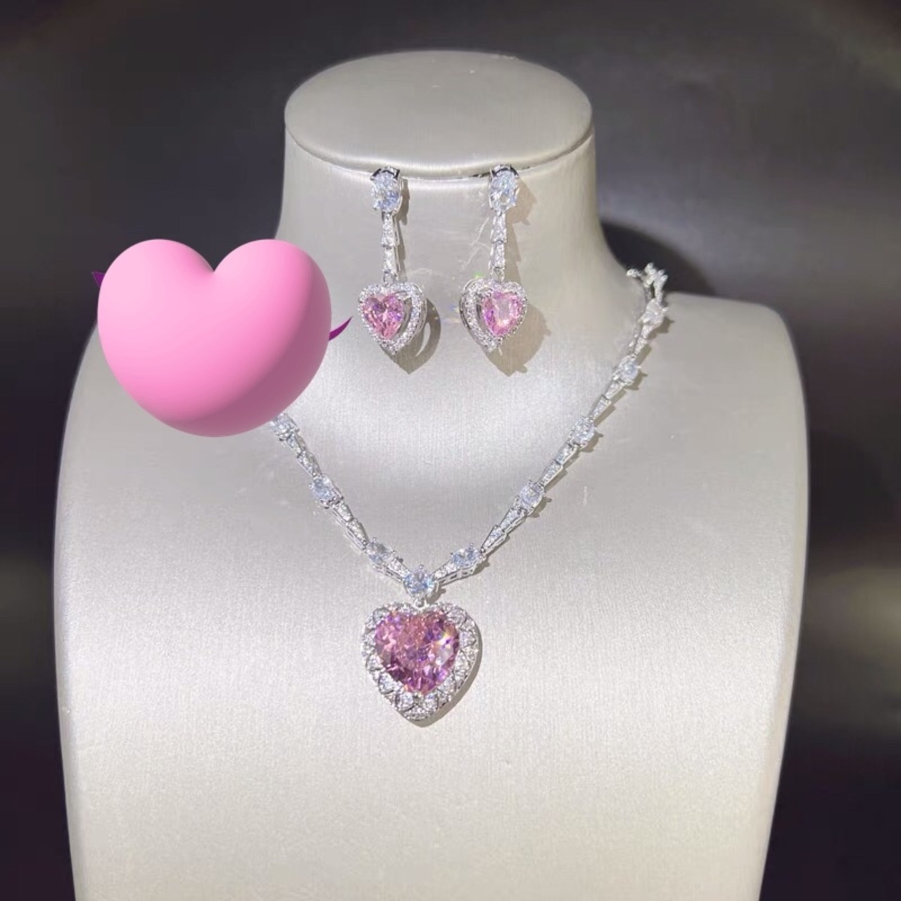 ピアス、ネックレスセット】ハート ピアス 花柄 フラワー ネックレス 