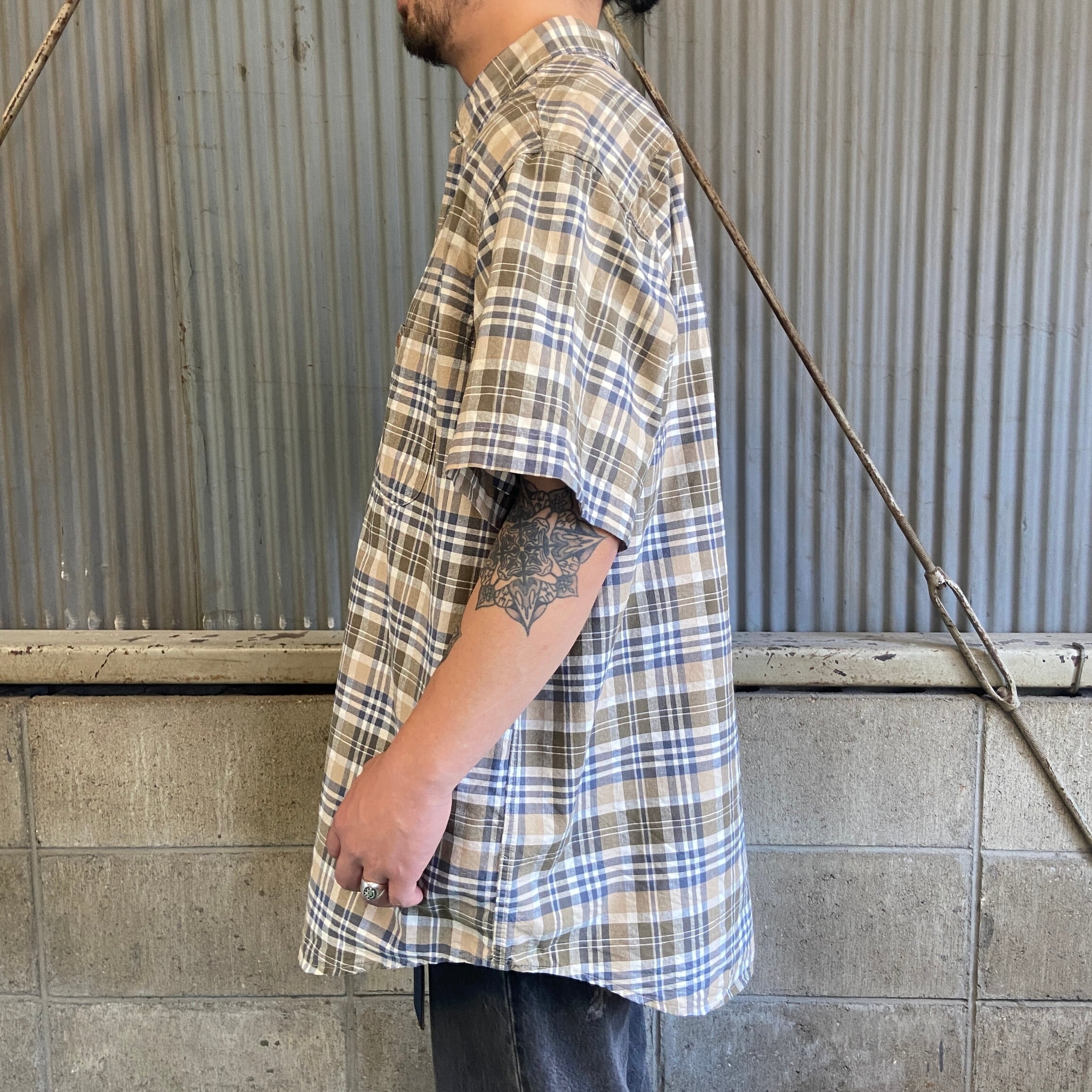 90年代 Carhartt カーハート チェック柄 半袖シャツ ボタンダウン