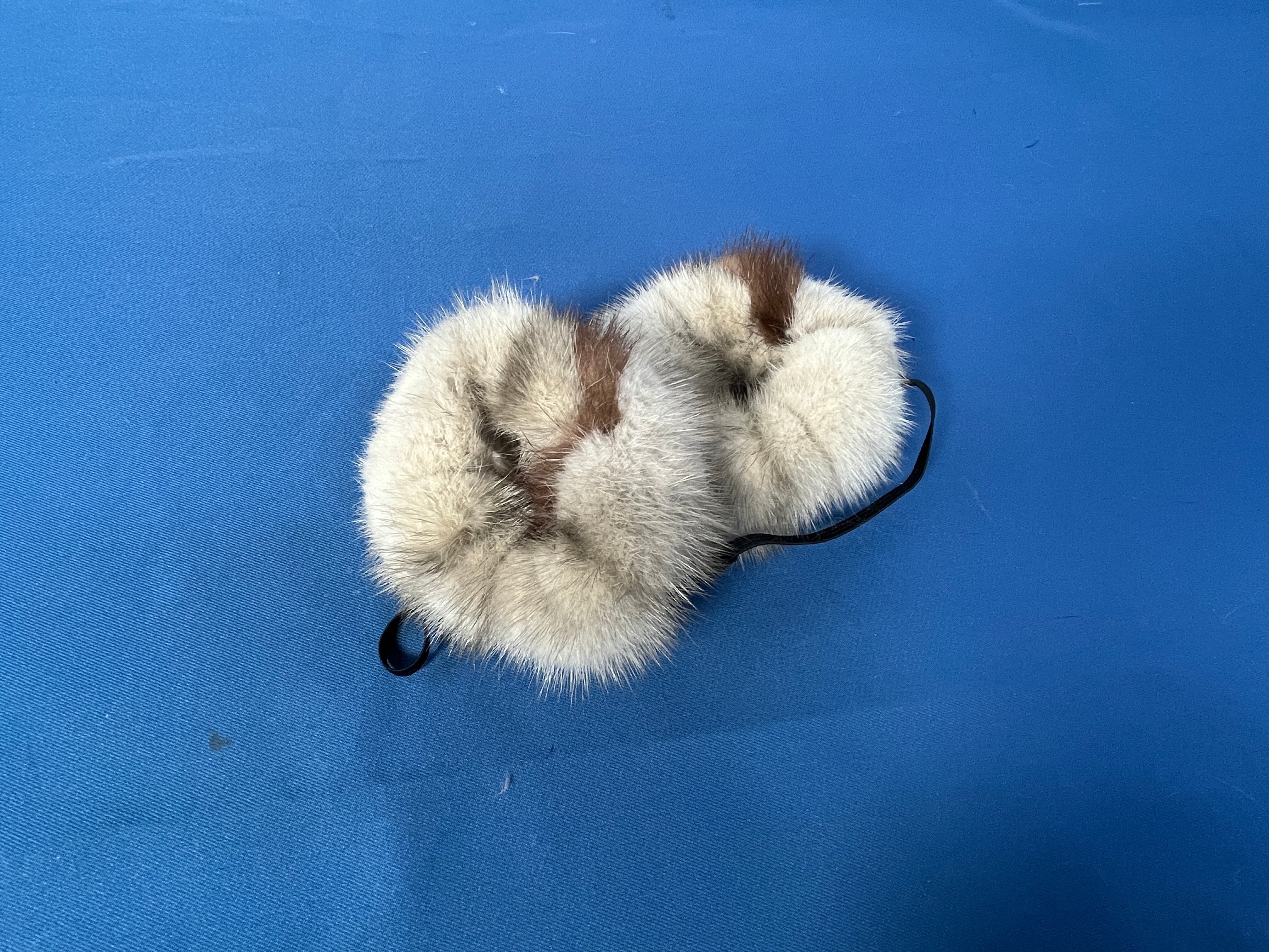 耳当て デミバフミンク×サファイアミンク ドーナツ型 ゴム着脱式 ゴム