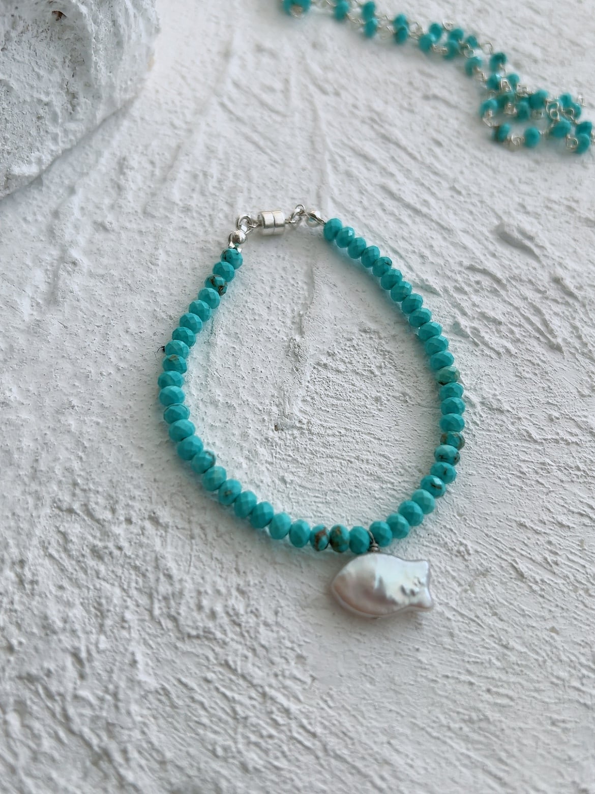 NO.62 筒型 ターコイズ ビーズブレス （小）-ARIZONA FREEDOM