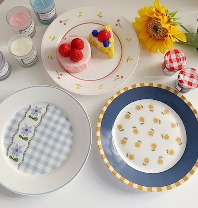 即納 お皿 プレート 食器 韓国 おしゃれ 花柄 レトロ かわいい 北欧 かわいい Akuaray 韓国 インテリア 雑貨 Shop