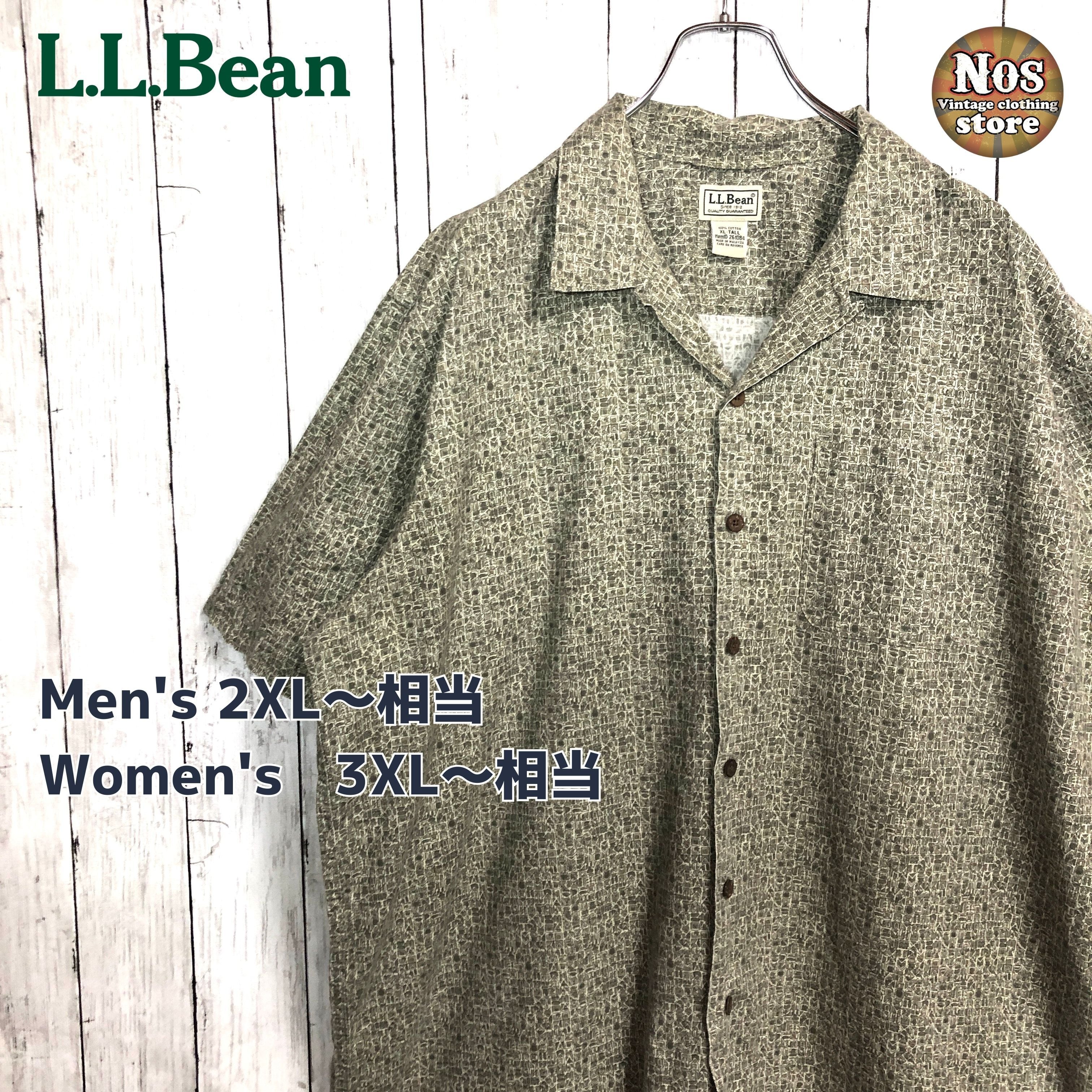 L.L.Bean コットン 柄シャツ USA 半袖 総柄 開襟 シャツ