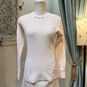 garment dye thermal (pink･front:3pink heart･cuffs:blue heart)