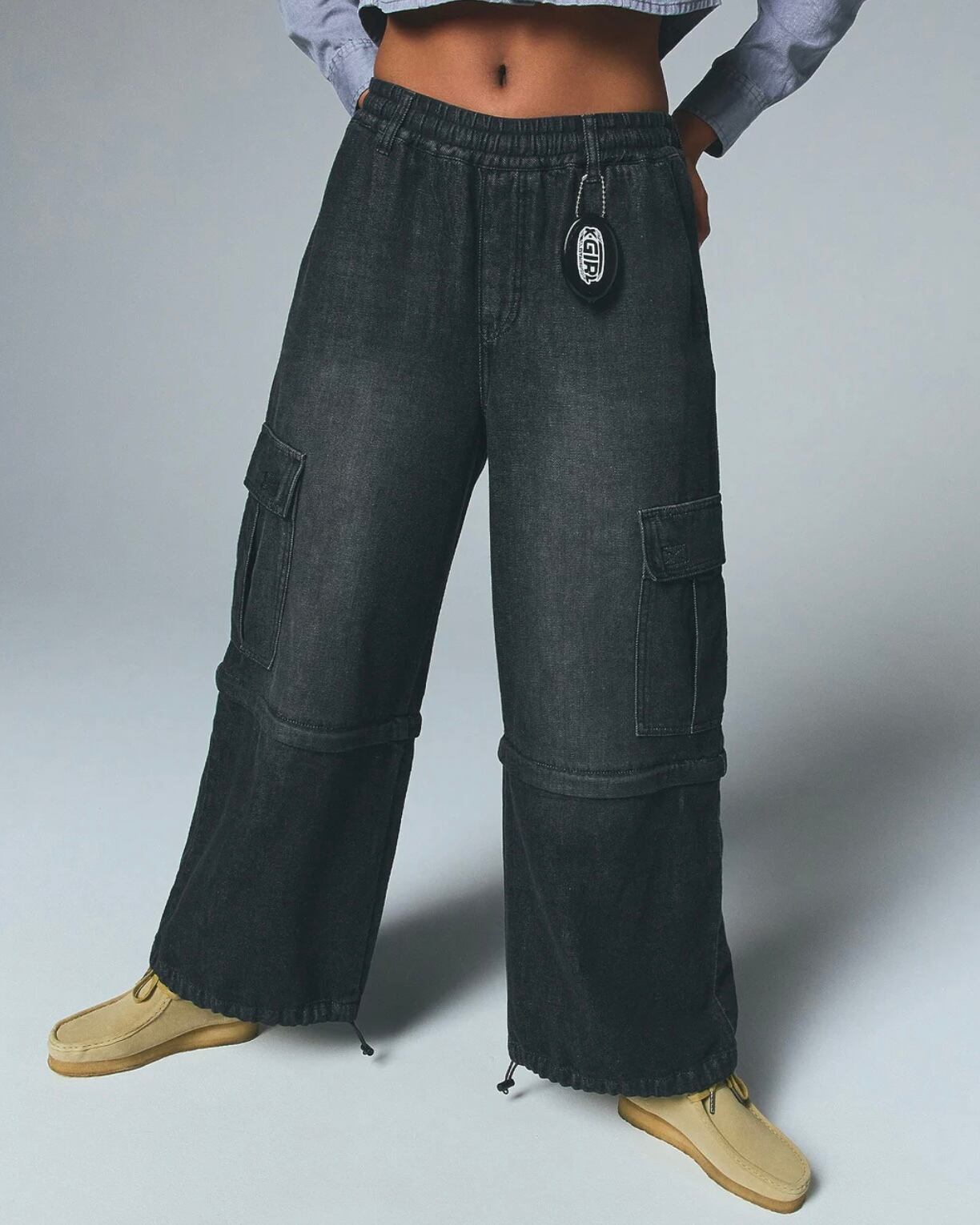 パンツ X-girl 2way wide leg cargo pants black X-girl】FADED 2WAY WIDE LEG CARGO PANTS / BLACK【エックスガール