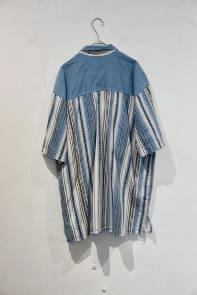cotton polyester s/s zip shirt