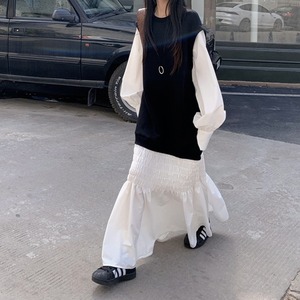 docking balloon-sleeve gather one-piece　2litr05939