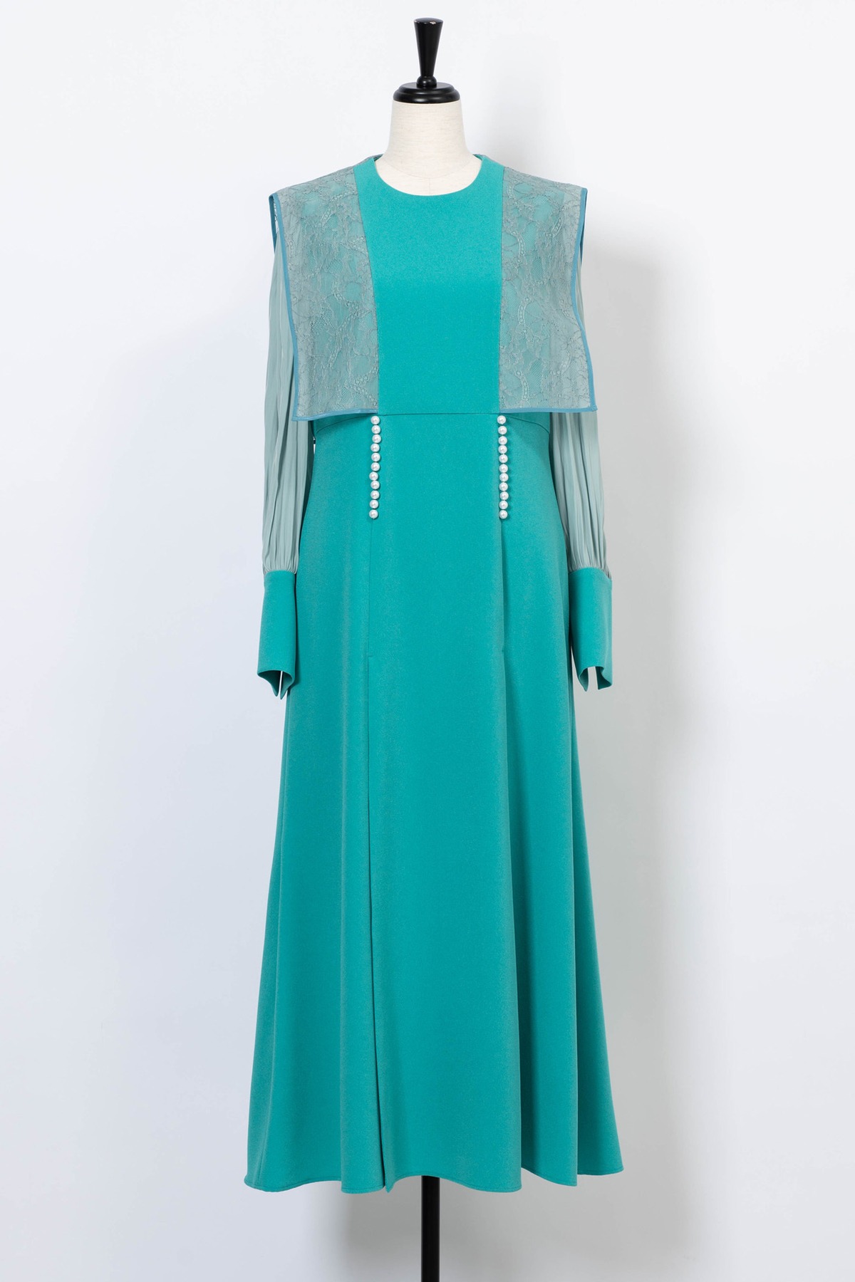 Pearl Lace BoxCollar Combi Dress MINT | Arobe OFFICIAL ONLINE STORE 