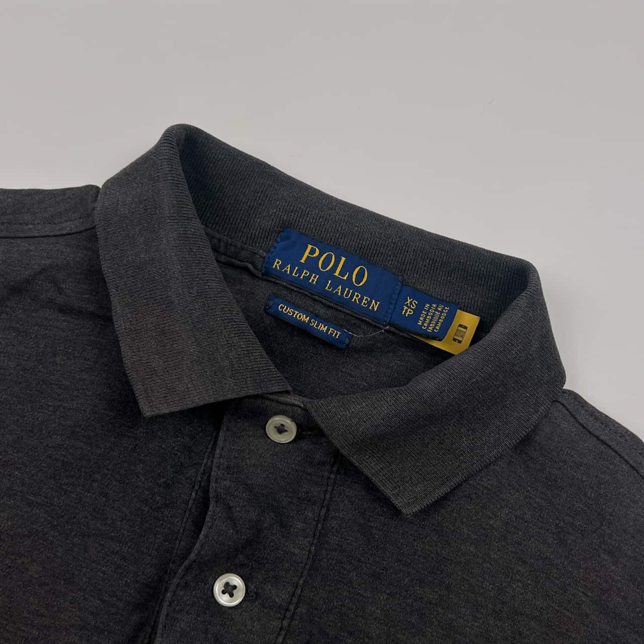 POLO RALPH LAUREN ラルフローレン CUSTOM  SLIM FIT 長袖 ポロシャツ XS/グレー メンズ