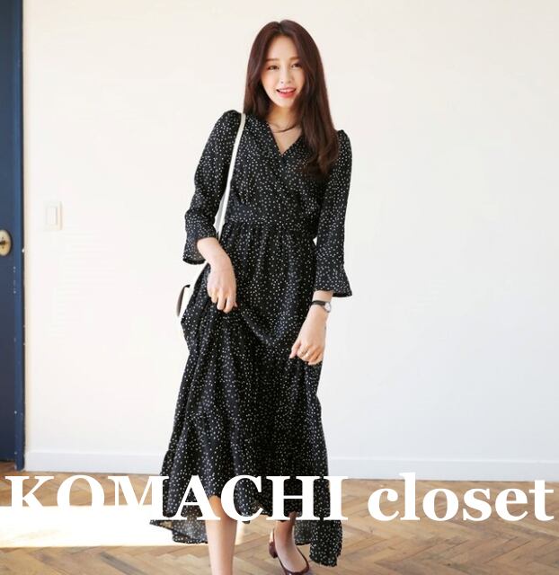 【送料無料】 ワンピース マキシ ロングワンピース ドット Vネック 7分袖 韓国 レディース オルチャン 水玉 フレア Aライン ロング丈 マキシ丈 白 黒 ハイウエスト スリム 細身 かわいい 可愛い 七分袖 キュート 大人可愛い 大人女子 シンプル きれいめ 大人 気品 上品 おしゃれ お洒落 こなれ感 きちんと 大人女子 クール エレガント フェミニン フリーサイズ ホワイト ブラック 夏 10代 20代 30代 デート 休日 普段使い コーデ トレンド 美脚 脚長 インスタ映え