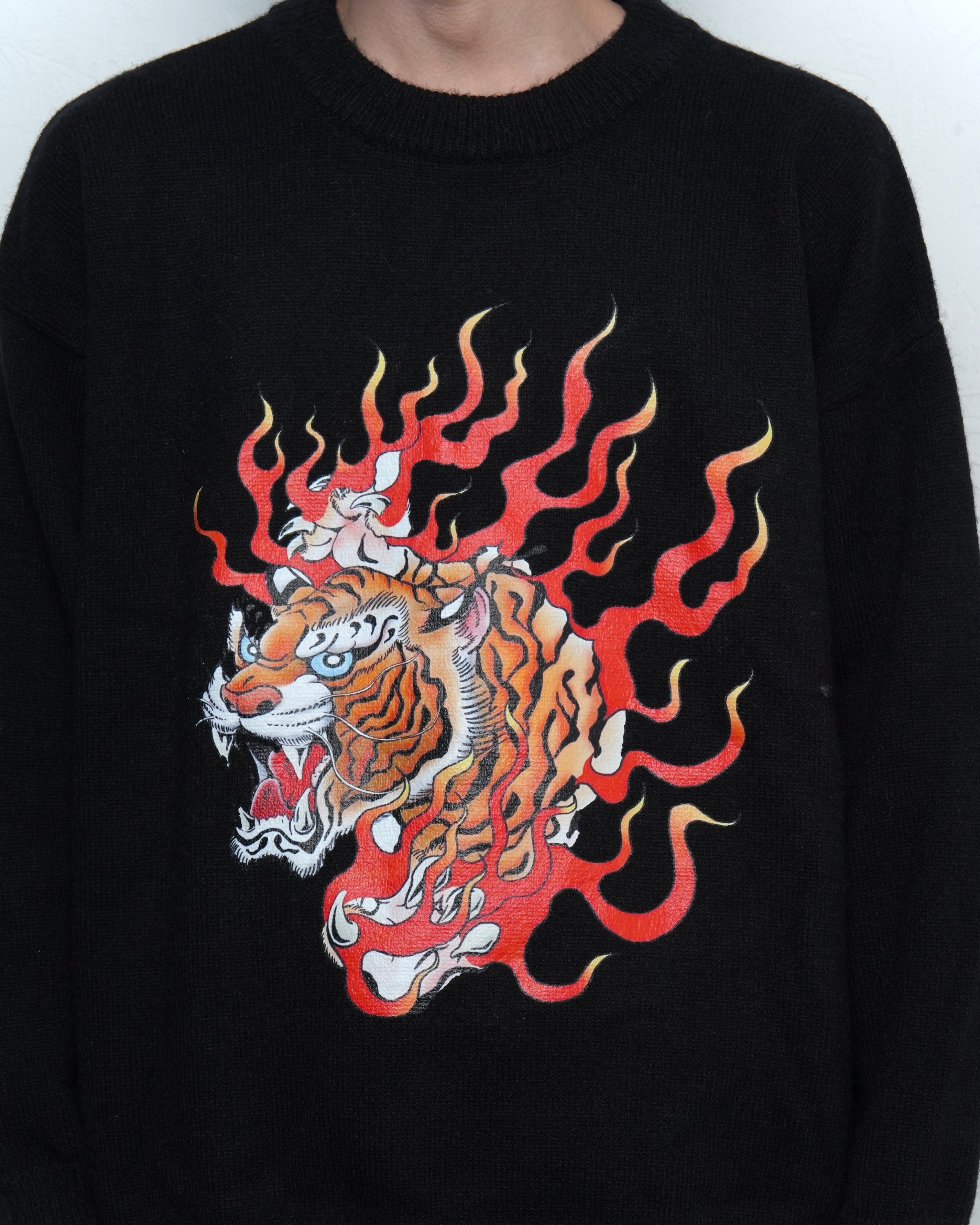 人気】 チュウカタベタイ 虎刺繍カーディガン ブルーXL Fire Tiger