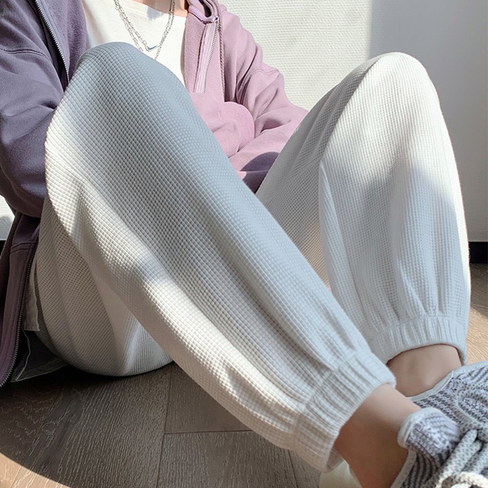ワッフル スウェット パンツ レディース 春秋冬 ルームウェア ストリート カジュアル 大人 きれいめ おしゃれ かわいい ドローストリング 大人可愛い 大人女子