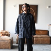 INTERIM / GOAT LEATHER COLLAR SILK NOIL DENIM 1st HERCULES COVERALL
