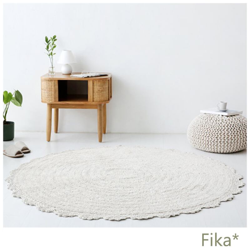 韓国インテリア いま売れてます Sunflow アイボリー レース 円形ラグ Otona Joshi Seoul