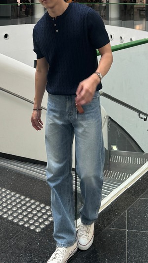 Vintage Washed Straight Denim (Light Blue)