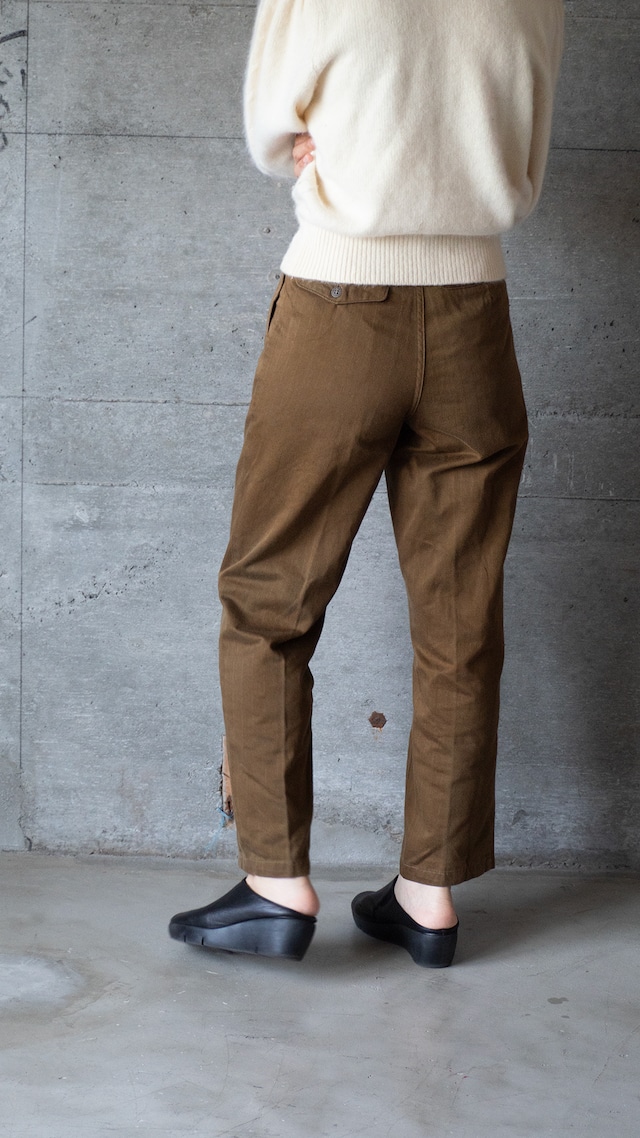 unknown 1990s Brown twill shadow stripe trousers