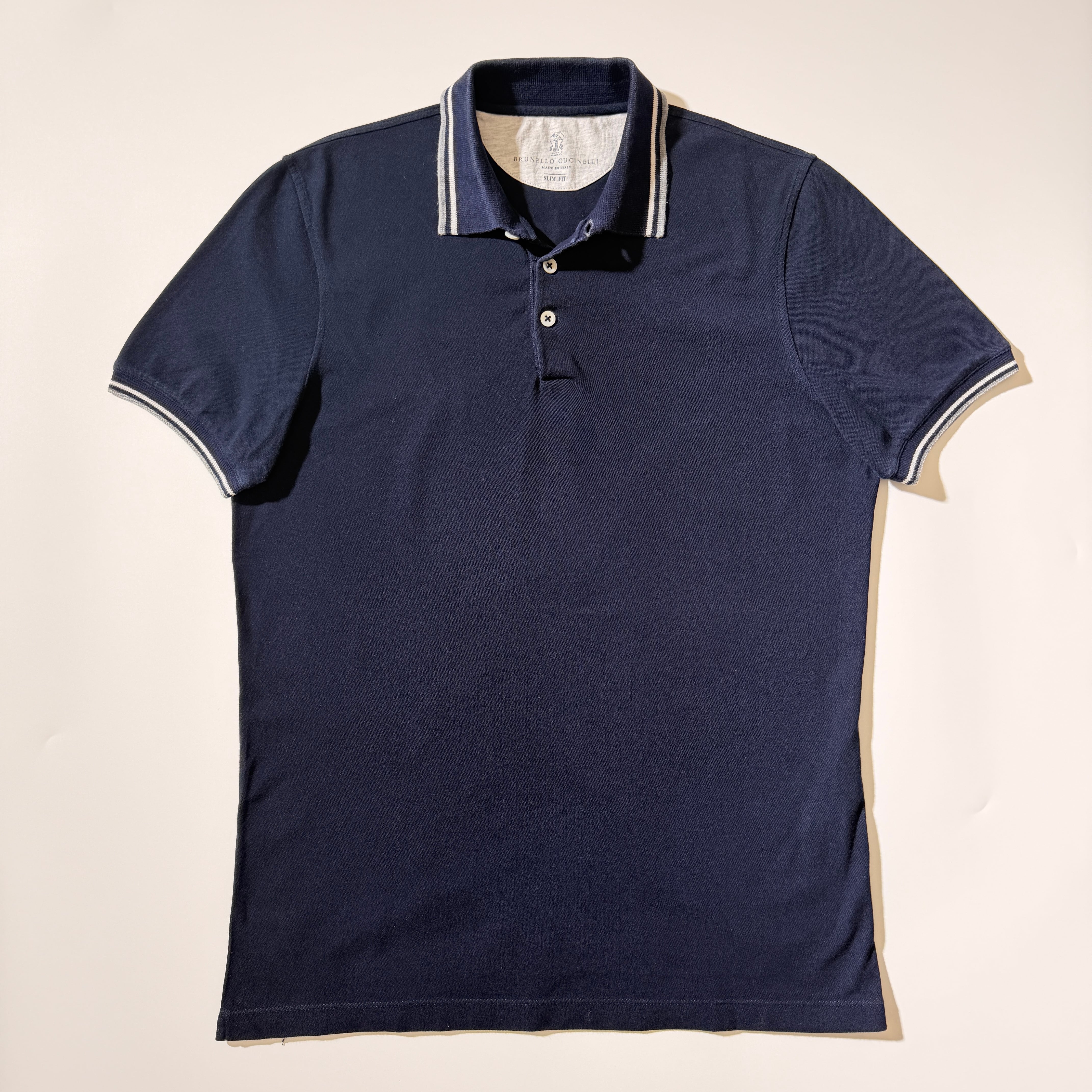 美品「BRUNELLO CUCINELLI」最高級コットン ポロ イタリア製　L Brunello Cucinelli Cotton polo shirt navy S | ASSET VINTAGE