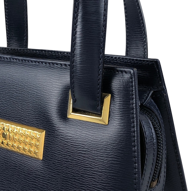 Christian Dior クリスチャン ディオール ハンドバッグ ネイビー CDプレートロゴ レザー ミニバッグ vintage ヴィンテージ オールド tx5uyv