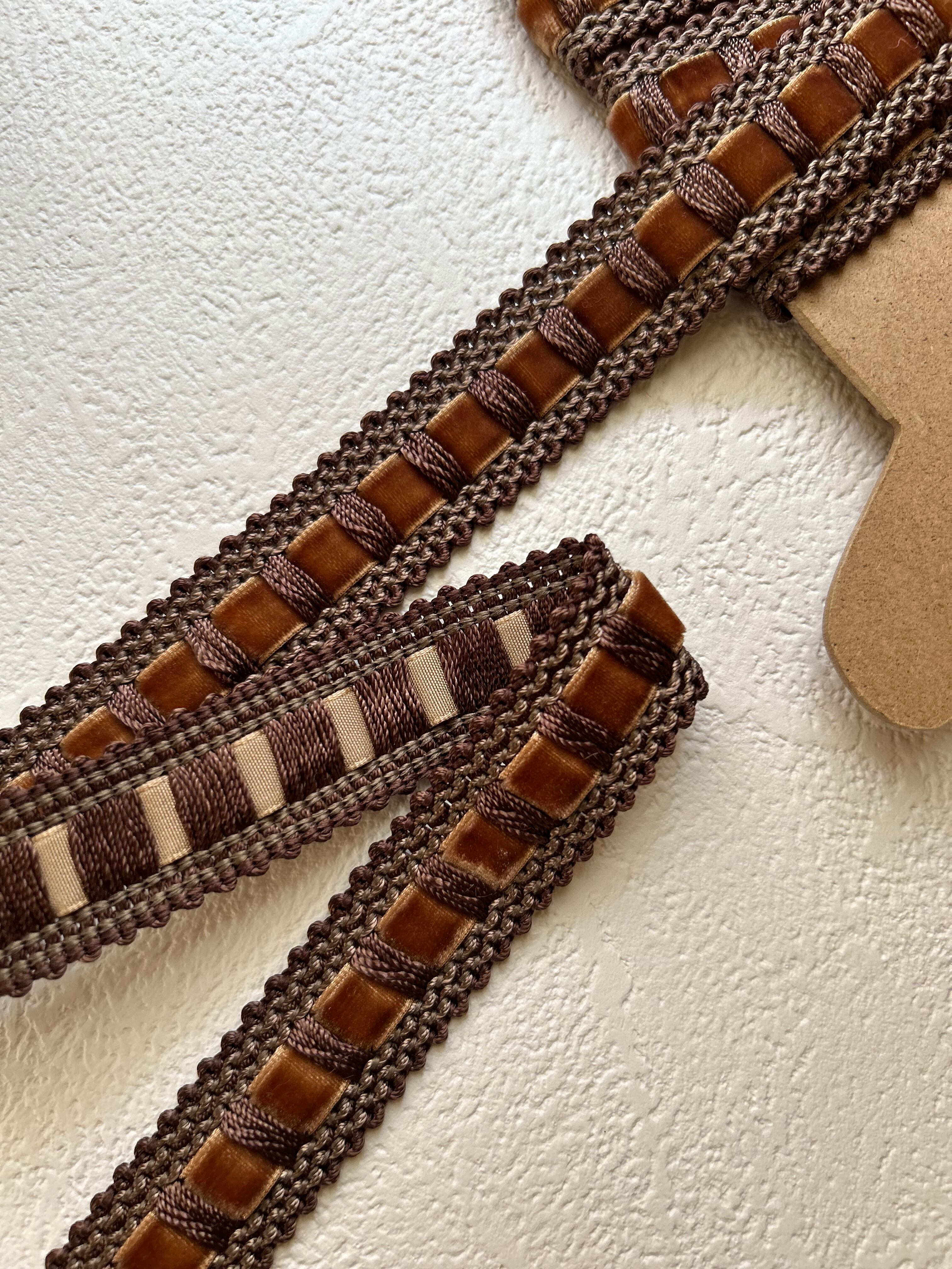 輸入デザインブレード ブラウン ベルベットリボン 100cm /カット カルトナージュ スツール デコレーション材