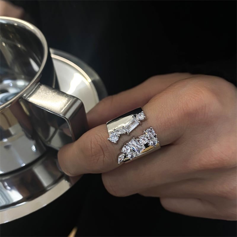 Thick stone silver ring 2 types V2122