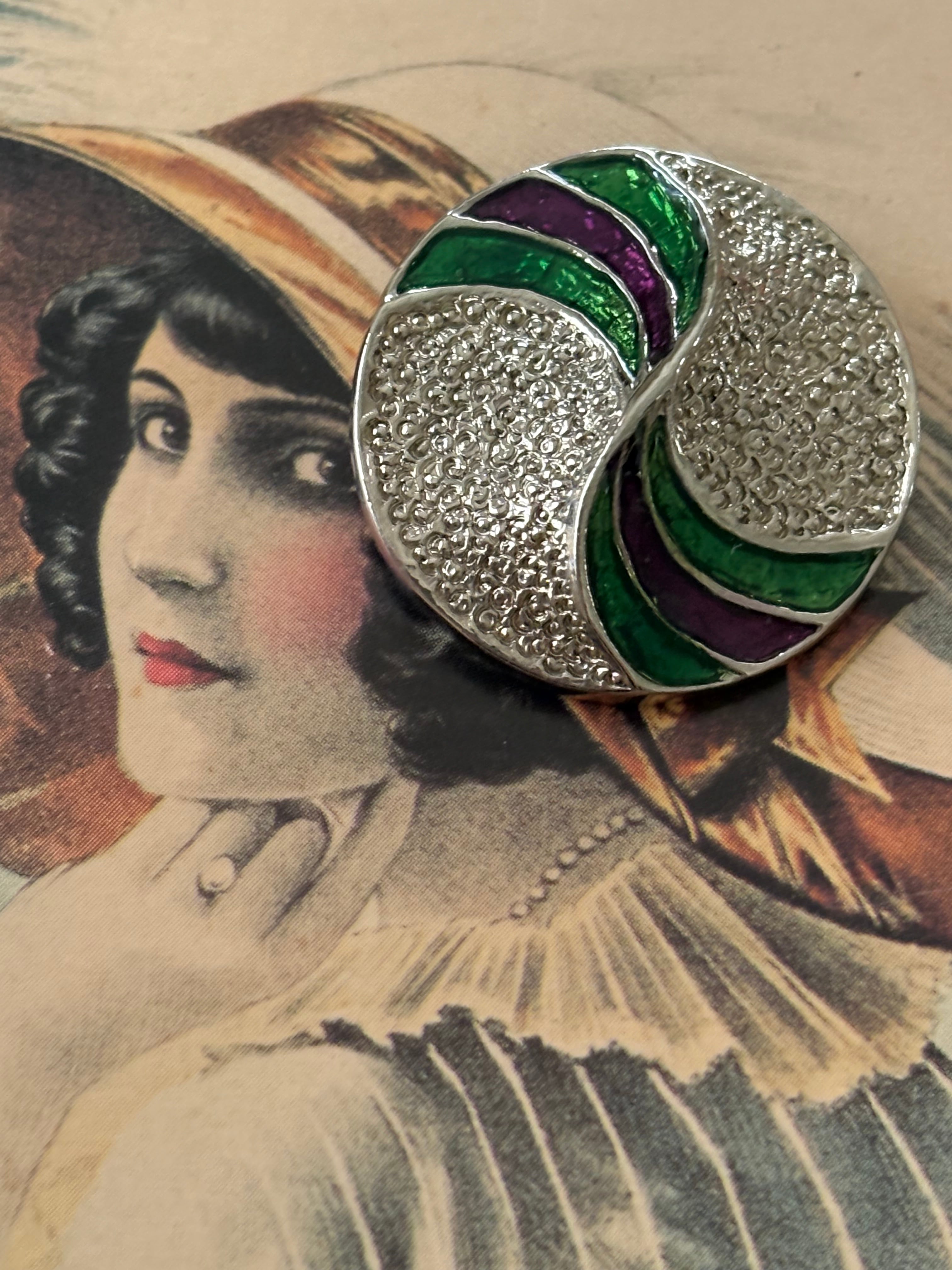 27mmJapanese ヴィンテージボタン シルバー×グリーン×ワインレッド メタルボタン レトロ アクセサリーパーツ 装飾材 カルトナージュ